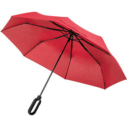 Taschenschirm aus Pongee mit Karabinergriff, rot