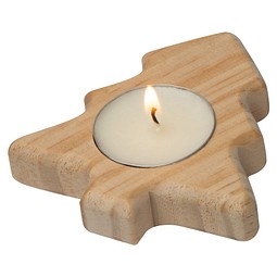Teelichthalter aus Holz, beige