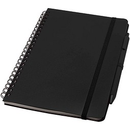 Thalaasa A5 Hardcover Notizbuch mit Kugelschreiber (schwarze Mine), schwarz