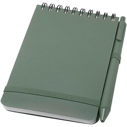 Thalaasa A6 Hardcover Notizbuch aus Ocean Bound Kunststoff mit Kugelschreiber (schwarze Mine), heather grün
