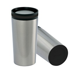 Thermobecher RETUMBLER-myDRINQEO, silber/schwarz