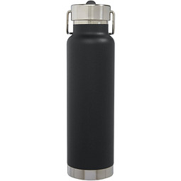 Thor 750 ml Kupfer-Vakuum Sportflasche mit Trinkhalm, schwarz