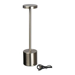 Tischlampe aus Edelstahl mit Akku , grau