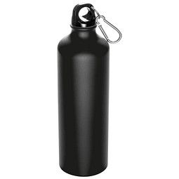Aluminium-Trinkflasche mit Karabinerhaken, 800 ml, schwarz-matt
