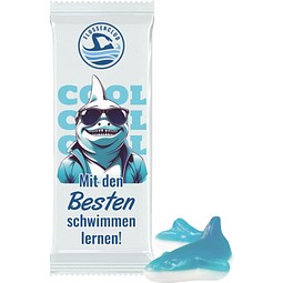 Trolli Fruchtgummi "Hai", Folie transparent, inkl. Druck