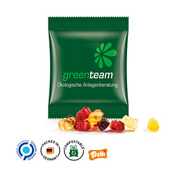 Trolli Fruchtgummi Minitüte, 10 g, Fruchtgummibären Exquisit, inkl. Druck, kompostierbare Folie weiß