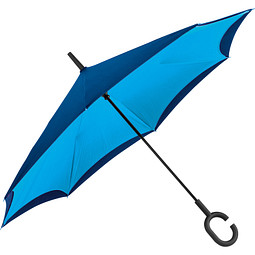 Umklappbarer Regenschirm aus 190T Pongee mit Griff zum Einhängen am Handgelenk, hellblau