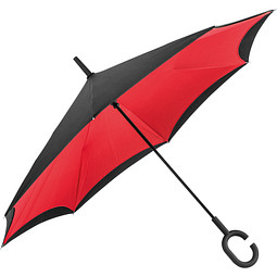 Umklappbarer Regenschirm aus 190T Pongee mit Griff zum Einhängen am Handgelenk, rot