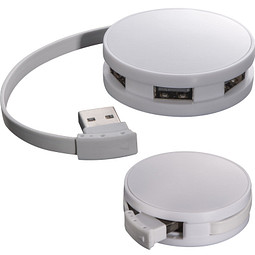 USB-Hub aus Kunststoff mit 4 Anschlüssen, weiss