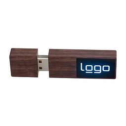 USB-Stick Holz mit Leuchtlogo, 16 GB, walnuss