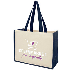 Varai 320 g/m Canvas und Jute Einkaufstasche 23L, navy