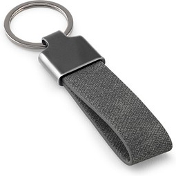 VAUGHN. Set bestehend aus einem Kartenhalter und einem Schlüsselhalter, beide aus Metall und recyceltem Polyester (30% rPET), Dunkelgrau