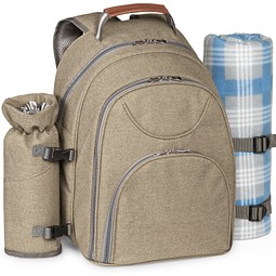 VILLA. Thermischer Picknick-Rucksack aus 600D, hochdichtem, recyceltem Polyester, Hellbraun