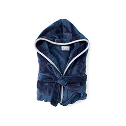VINGA Louis Luxus Plüsch GRS rPET Bademantel Größe L/XL, navy blau