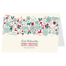 Grußkarte Weihnachten, Motiv Weihnachtsornamente, Danke an Partner