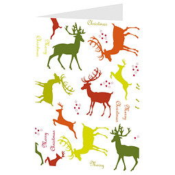 Grußkarte Weihnachten, Motiv Bunte Rentiere, ohne Innendruck