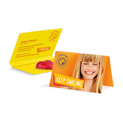 Werbekarte Visitenkartenformat, Storz Schokoherz, inkl. Druck