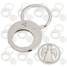Werbe-Sparset Schlüsselanhänger mit Chip Engel, 100-tlg., inkl. Gravur, silber
