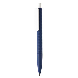 XD COLLECTION Druckkugelschreiber X3 mit Smooth-Touch, blaue Mine, dunkelblau/weiß