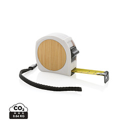 XD COLLECTION 5m/19mm Maßband aus RCS recycelt. Kunststoff & Bambus, weiß