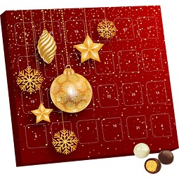XS Adventskalender Brandt Knusperkugeln Black & White, Christbaumkugeln Gold
