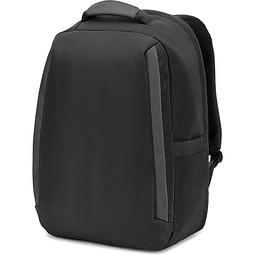 YANGON BPACK. Diebstahlsicherer Rucksack aus Twill mit wasserabweisender Beschichtung und recyceltem 600D-Polyester für Laptops 17'3", Schwarz