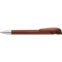 uma® Kugelschreiber YES SI transparent inkl. Metallspitze, braun