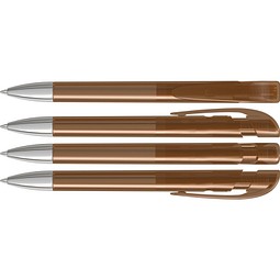 uma® Kugelschreiber YES SI transparent inkl. Metallspitze, braun