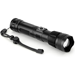 YVIAN. Recycled aluminium rechargeable torch (100% rAL) 10 W, Schwarz