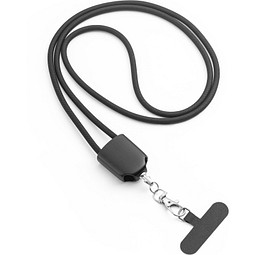 ZEWAIL. Lanyard mit Smartphone-Halterung, USB-C-Kabel und verschiedenen Adaptern aus recyceltem ABS und recyceltem TPE, Schwarz