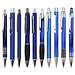 Muster-Set Metall Kugelschreiber Blau mit Metall-Großraummine, 9 Modelle