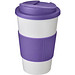 Americano® 350 ml Isolierbecher mit Schutzring & auslaufsicherem Schraubverschluss, weiß/lila