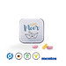 Dose Quadratisch, Mentos Kaudragees Fruit, inkl. Druck, weiß
