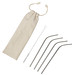 Edelstahl-Trinkhalm-Set Drink Happy, 4 Stück, gebogen, silber