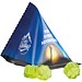 Fruchtgummi Tetraeder, Folie weiß, Trolli  Fruchtgummi Kleeblatt, inkl. Druck