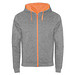 Fuji Kaputzensweatjacke Unisex, heather grau / Fluor Orange, 2XL
