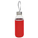 Glasflasche mit Hülle, 450 ml, rot