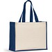 HELSINQUE COLOUR. Tasche aus Canvas (320 g/m²), mit Boden und Seiten aus farbig laminierter Jute (350 g/m²), Blau