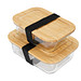 Hitzebeständige Glas-Lunchbox mit Bambusdeckel, Dichtung und 640 ml Volumen