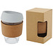 Lidan 360 ml Becher aus Borosilikatglas mit Korkgriff und Silikondeckel, grau