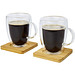 Manti 2-teiliger 350 ml doppelwandiger Glasbecher mit Bambusuntersetzer, transparent, natural