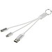 Metal 4-in-1 Ladekabel aus recyceltem Aluminium mit Schlüsselanhänger, silber