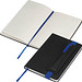 Notizbuch mit farbigen Applikationen, blau