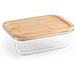 PORTOBELLO. Lunchbox. Hermetische Dose aus Borosilikatglas und Bambusdeckel 1000 mL, Natur