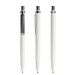 prodir® Druckkugelschreiber QS01 PMS Push, blaue Mine, weiß/graphit satiniert