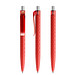 prodir® Druckkugelschreiber QS01 PMT Push, blaue Mine, rot/silber satiniert