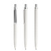 prodir® Druckkugelschreiber QS01 PQS Push, blaue Mine, dolomitweiß/silber satiniert