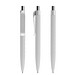 prodir® Druckkugelschreiber QS01 Soft Touch PRP Push, blaue Mine, zementgrau/silber poliert