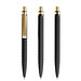 prodir® Druckkugelschreiber QS03 Soft Touch PRS Push, blaue Mine, schwarz/gold satiniert