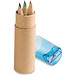 ROLS. Bleistiftbox mit 6 Buntstiften und einem Deckel mit Anspitzer, Blau